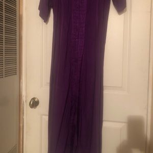 Maxi dress with decorative shiny fabric down front